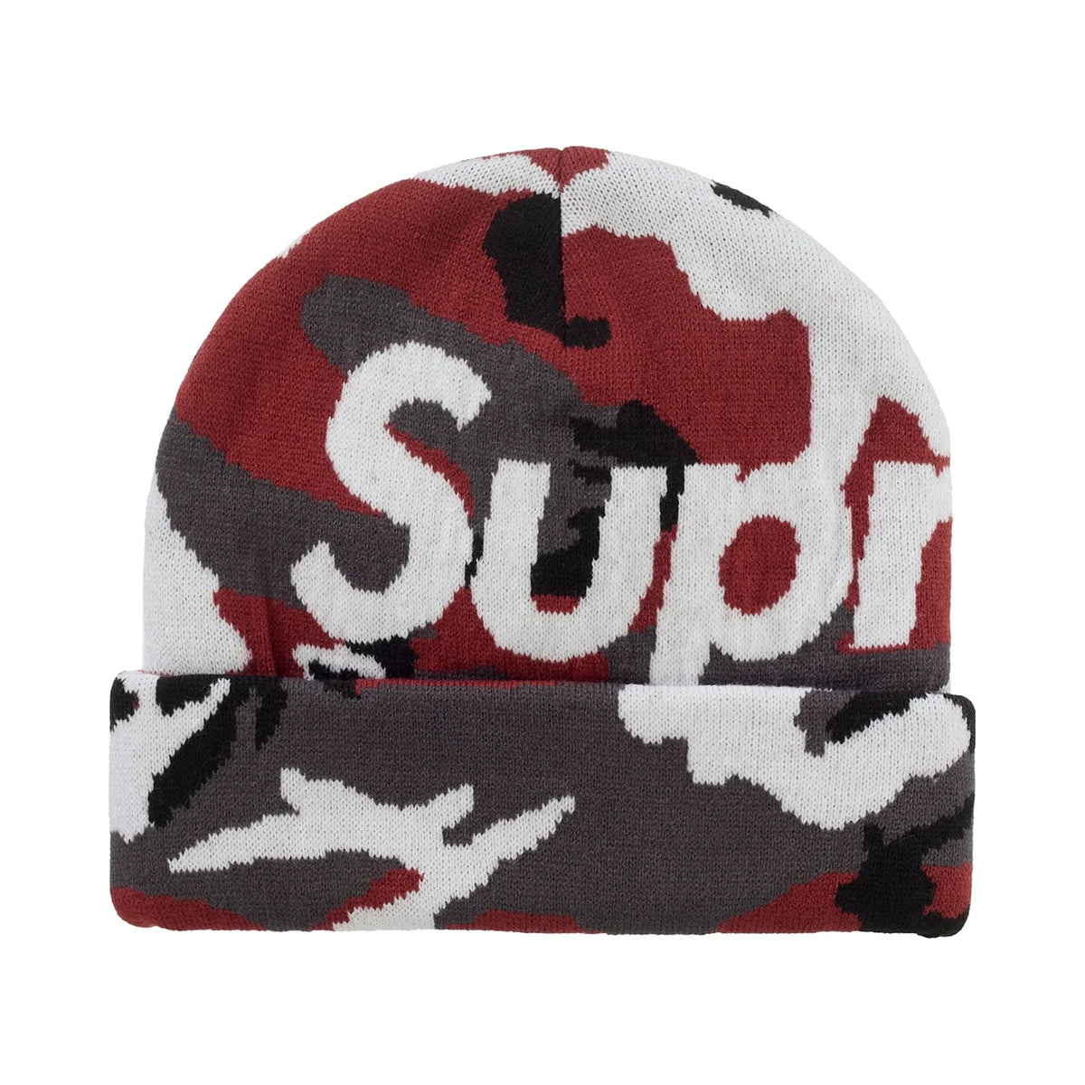 Supreme Camo Big Logo Beanie (FW25) Red Camo