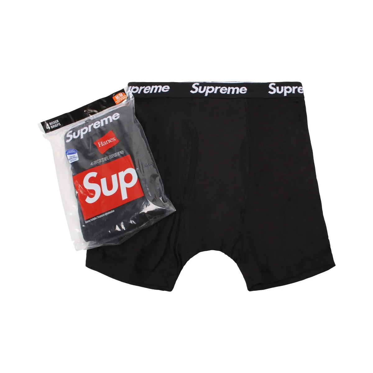 Supreme Hanes Boxer Briefs Black (4 Pack)