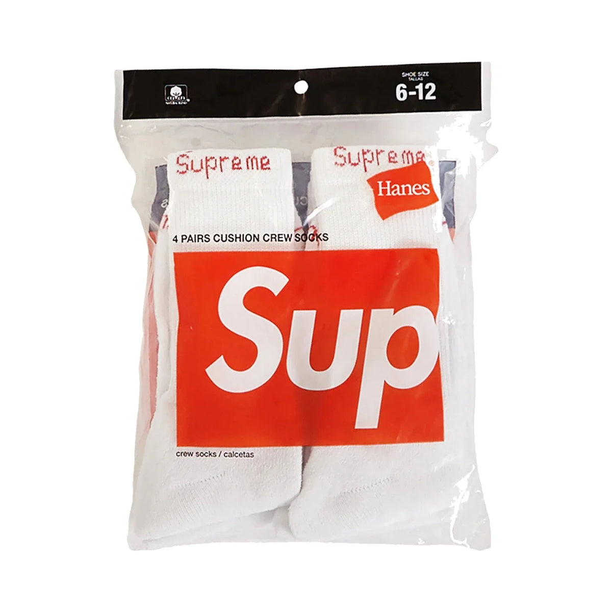Supreme Hanes Crew Socks White (4 Pack)